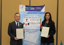 Project Professor Umemoto (left) with Dean Bibiana (right)