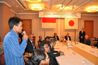 Student speaking of his aspirations in front of Prof .Dr. Nuh and others