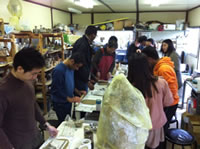 Making cups at the pottery experience