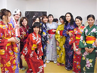 Students wearing yukata