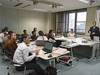 Participants taking a lecture of Mr. Kashiwara