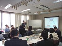 A participant making a presentation of his action plan