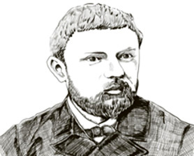 The 19th century mathematician : Henri Poincaré  (Drawing by Marimo Matsumoto, TUT 1st year graduate student from the Electrical and Electronic Information Engineering department) 